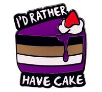 Pinposni I Would Rather Have Cake Enamel Pin, Purple Black Brown White Flag Asexual Badge Brooch, Metal Stainless Steel, no gemstone