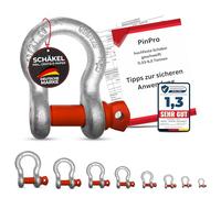 PinPro Shackle, High-Strength Steel, Curved, WLL 2.0t, Red Bolts (Pack of 2)