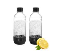 PinPure Soda Maker Bottles, BPA-Free Reusable Soda Bottles (2-Pack), 1L Leakproof Carbonated Water Bottles with Secure Seal, Compatible with Most Soda Makers Black