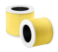 PINREK 2-Pack Core Mini H13 True HEPA Replacement Filter for LEVOIT Air Purifier - 3-Stage Carbon Cleaner for Home Bedroom Dorm, Pure Air for Dust Allergens Odors, Replaces Core Mini-RF (Yellow)