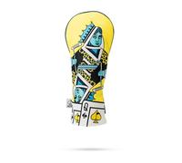 Pins & Aces Royal Flush Fairway Head Cover - Premium, Hand-Made Leather Headcover - Ace of Spades & Magnetic Closure, Tour Quality Golf Club Cover - Style and Customize Your Golf Bag (Lemon Lime)