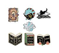 Pins Book Theme Pin Badges Set, Cute Cartoon Enamel Pin Badge Collection for Backpacks Clothes Bags, Enamel Pin Badges Gift for Book Lovers Teachers Students Decorative Brooch Set