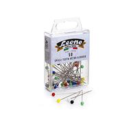 Pins in Nickel-Plated Iron with Coloured Glass Head Lion of The Era - mm 0.80 x 50 - Mixed, Hanging Box of 50 Pieces