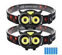 PINSAI 2 Pack LED Headlamp, Owl Headlight for Kids Leightweight, COB Head Lamp, 4 Modes Battery Powered Head Lights for Boys, Girls, Adults, Gifts for Birthday, Party, Christmas