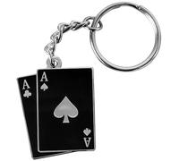 Pinsanity Black Pair of Aces Metal Keychain, Black, S