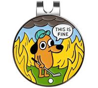 Pinsanity 'This is Fine' Funny Golf Ball Marker with Hat Clip