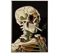 Pinsanity Van Gogh 'Skull With Burning Cigarette' Painting Enamel Lapel Pin