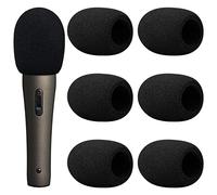 Pinsheng 6 Pack Foam Mic Covers, Handheld Microphone Windscreen, Microphone Cover Foam, Microphone Windshields Microphone Filters for KTV Stage Performance Outdoor Activities, Black