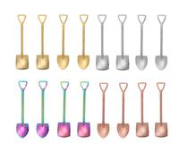 Pinsheng Dessert Shovel Spoons Set, 16 Pcs Assorted Color Fruit Coffee Spoon Stainless Steel Dinner Tea Spoons for Coffee Tea Ice Cream Cake