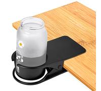 Pinsheng Drink Cup Holder, Home Office Table Desk Side Huge Cup Clip, Portable Table Side Mug Holder, Saucer Clip Design for Water Drink Beverage Soda Coffee Tea (Black)
