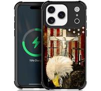 Pinsheng for iPhone 17 Pro Case Compatible with MagSafe for Men/Boys,Four Corner Reinforced Drop-Proof Side Frame Anti-Skid Soft Protective Case for iPhone 17 Pro 6.3inch Cross Jesus Flag