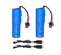 Pinsinholy 2Pack 3.7V 1200mAh Li-ion Battery with SM-2P Plug Charger Cable for Remote Control Cars Trucks Batteries Compatible with iBlivers MK724A MK734A MK737A MA739A RC Car Monster Truck Vehicle