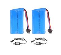 Pinsinholy 2S Li-ion Battery 7.4V 2000mAh 15C with SM-3P Plug Rechargeable High Capacity Batteries Fit for RC Cars RC Truck RC Boat with 2 USB Charger