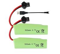 Pinsinholy 3.7V 500mAh 1S Li-ion Battery with SM-2P Rechargeable High Capacity Batteries with 2 USB Charger Fit for RC Cars RC Boat RC Truck RC Stunt Car