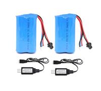 Pinsinholy 7.4V 2000mAh 15C 2S Li-ion Battery with SM-2P Plug Rechargeable High Capacity Batteries Fit for RC Cars RC Boat RC Truck with 2 USB Charger
