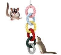 Pinsit 1Pack Sugar Glider Toys, Sugar Glider Cage Accessories, Colorful Cotton Hanging Six-Ring Climbing Swing Toys for Hamster Rats Squirrel Bird Parrots Other Little Pet