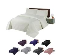 Pinsonic Quilted Bedspreads, Warm Quilt Bed Throws, 99% Cotton Cover + Polyester Virgin Comforter, Coverlets Set with Pillow Case, (Bedspread Double Size 200 x 220 cm), Cream