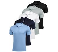 PINSPARK Polo Shirts for Men Short Sleeve Quick Dry Golf Polo Shirt Casual Breathable Button Down Sport Tops Running Gym Polo T-Shirts