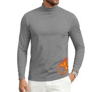 PINSPARK Underwear Mens Micro-Fleece Shirts Long Sleeve Turtleneck Thermal Shirt Outdoor Running Top Basic Hiking Ski Gym Tops Casual Home Tops Gray 3XL