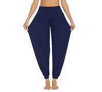 PINSPARK Yoga Trousers Women's Long Sports Yoga Curvy Jogging Oversize Harem Leisure Elegant Sports Navy Blue