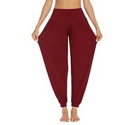 PINSPARK Yoga Trousers Women's Long Sports Yoga Curvy Jogging Oversize Harem Leisure Elegant Sports Wine Red