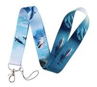 Pinstant Dolphin Dolphins Pods Bottlenose Cute Kawaii Ocean Sea 17.7" Neck Lanyard Keychain Holder ID Badge Mobile Phone Pin Strap