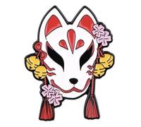 Pinstant Fox Kitsune Mask Japanese Cherry Blossom Japan Folklore 1.6"" Enamel Pin Badge, 4.06 cm, Enamel, enamel