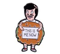 Pinstant Gene Belcher This Is Me Now Bob Haircut Moustache Bald Hamburger Costume Mascot Bob's Burgers Animated Comedy Cartoon TV Show 1.3inches Enamel Pin Badge, 1.3 Inches, Enamel, enamel