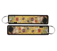 Pinstant Gustav Klimt The Kiss Oil Canvas Painting Symbolism Symbolist Art Keychain Key Tag Chain Fob Ring, Mixed, 5.1 x 1.2 inches