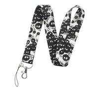 Pinstant Japan Japanese Black Chimney Soot Sprites Spirits Gremlins Dust Bunnies Cartoon Anime Cute Kawaii 17.7" Neck Lanyard Keychain Holder ID Badge Mobile Phone Pin Strap, Red, 17.7 inches, Red,