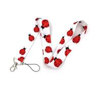 Pinstant Ladybug Ladybird Coccinellidae Lady Bug Beetle Insect 17.7" Neck Lanyard Keychain Holder ID Badge Mobile Phone Pin Strap, Red