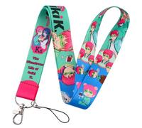 Pinstant Saiki Kusuo Disastrous Life of Saiki K Anime Manga 17.7" Neck Lanyard Keychain Holder ID Badge Mobile Phone Pin Strap