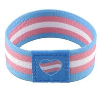 Pinstant Transgender Trans LGBTQ Pride Rights Flag Gay Lesbian Queer Rainbow LGBTQ 7.1" Reversible Stretch Wristband Wrist Band Bracelet Elastic Strap