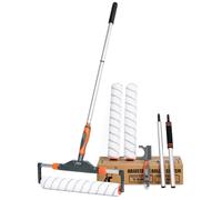 PinStone 10pcs 12"-18" Adjustable Large Paint Roller Kit: 1-5Ft Aluminum Extension Poles, Brush & Roller Cleaner, Ergonomic Handle, 18" Nylon Covers for Walls,Ceiling,Floors,Interior,Exterior Painting