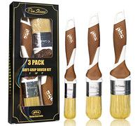 PinStone 3 Pack Professional Paint Brushes Set, 1", 1.5", 2" Synthetic Bristles, Easy-Grip Rubber Handle, Cabinet Paint Brush, Chalk Paint Brush, Paint Brushes for Walls, Smooth Finish