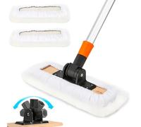 PinStone 4 Pack 10-Inch Lambswool Applicator Kit, 180° Adjustable Lambskin Deck Stain Applicator with 3 Real Lambs Wool Refill Pads, Wood Stain Applicator for Wood Deck, Fence, Floor Wax Staining