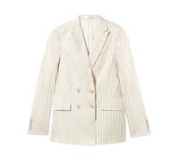 Pinstripe Linen Blend Double-Breasted Blazer - female - Brooks Brothers - Blazers - White - XS - Jackets XS