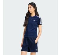 Adidas Originals Pinstripe Slim Short Sleeve T-shirt Blue L Woman