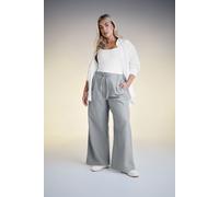 Pinstripe Wide Leg Trousers Yours Grey 20