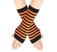 Pinstripes Stripes Fingerless Gloves With Thumb Hole Unisex Warm Gloves Workout Skiing Running Sports Party Daily Life (Orange, One Size)