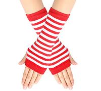 Pinstripes Stripes Fingerless Gloves With Thumb Hole Unisex Warm Gloves Workout Skiing Running Sports Party Daily Life (Red, One Size)