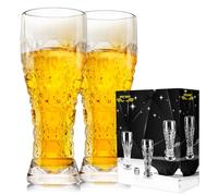 Pint Beer Glasses Set of 2 - 500ml Tall Clear Drinking Glasses and All Purpose Tumblers - Heavy Base Cocktail, Water, Juice Glass - Pub Style Design for Home Dining, Bars, and Parties
