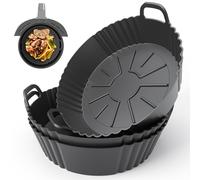 PINTAUR 3Pack Silicone Air Fryer Liner 3.8-5L, Ninja AF100UK & T17021 Silicone Liners, Reusable Air Fryer Accessories Food Grade Liners, Compatible with Ninja, Tower, COSORI, Tefal, Aigostar