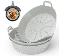 PINTAUR 3Pack Silicone Air Fryer Liner 3.8-5L, Ninja AF100UK & T17021 Silicone Liners, Reusable Air Fryer Accessories Food Grade Liners, Compatible with Ninja, Tower, COSORI, Tefal, Aigostar