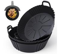 PINTAUR 3Pack Silicone Air Fryer Liner 3.8-5L, Ninja AF100UK & T17021 Silicone Liners, Reusable Air Fryer Accessories Food Grade Liners, Compatible with Ninja, Tower, COSORI, Tefal, Aigostar
