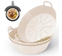 PINTAUR 3Pack Silicone Air Fryer Liner 3.8-5L, Ninja AF100UK & T17021 Silicone Liners, Reusable Air Fryer Accessories Food Grade Liners, Compatible with Ninja, Tower, COSORI, Tefal, Aigostar