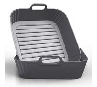 PINTAUR 9-Inch Square Silicone Liners for Large Air Fryer 2Pack, Silicone Pot Baking Accessories for Chefman 6 to 8.5QT, Reusable Air Fryer Tray Insert for Oven Microwave Accessories
