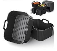 PINTAUR Ninja 10 Quart DZ302, DZ550 & DZ401 Large Silicone Air Fryer Liners, Reusable Compatible for COSORI 9QT, Chefman, Instant, and 6-in-1 Dual Baskets