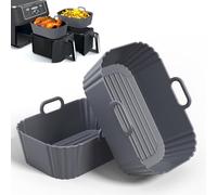 PINTAUR Silicone Air Fryer Liner 2 Pack for 7.6L 8L 9L 9.5L Baskets, Reusable AirFryer Accessories Compatible with Ninja Dual AF300UK AF400UK/KCP AF451UK, Tower T1708, COSORI, Instant, Keplin