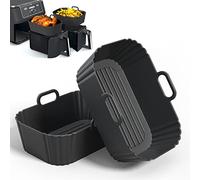 PINTAUR Silicone Air Fryer Liner 2 Pack for 7.6L 8L 9L 9.5L Dual Baskets | Reusable AirFryer Accessories Compatible with Ninja Dual AF300UK AF400UK/KCP AF451UK, Tower T1708, COSORI, Instant, Keplin